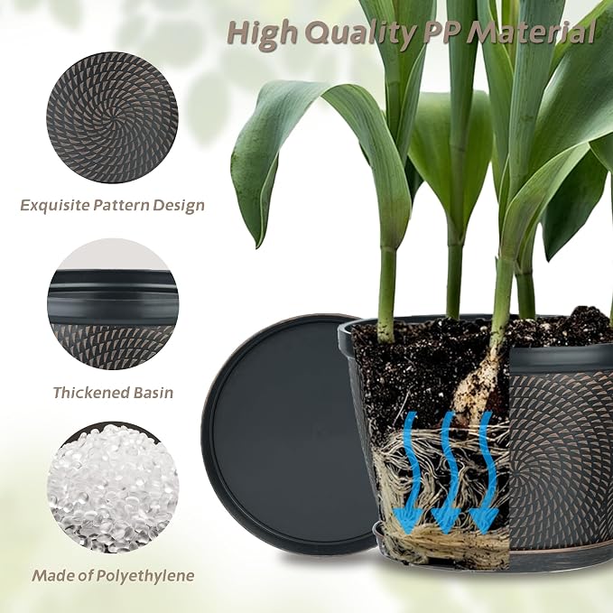 Quarut 4 Pack 6 Inch Flower Pots Planters for Outdoor Indoor