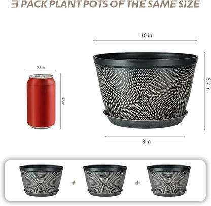 Quarut 10 Inch Flower Pots,3 Pack Planters for Outdoor Indoor