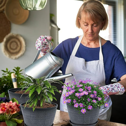 Quarut Flower Pots for Outdoor,Plastic Plant Pots with Drainage Hole & Tray