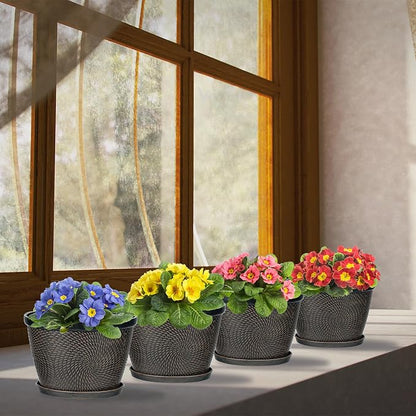 Quarut 4 Pack 8 Inch Flower Pots Planters for Outdoor Indoor