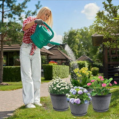 Quarut Large Planter Pot, Plastic Flower Pots with Drainage Hole & Saucer